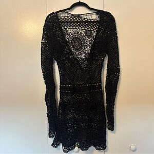 Nasty Gal Black Crochet Lace Cover-Up Dress